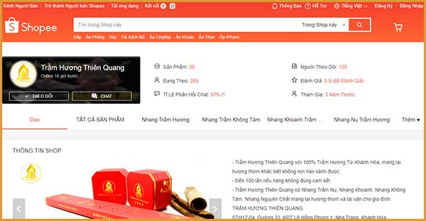 Cửa hàng bán thác khói trầm hương uy tín tại Hà Nội & TPHCM thông qua Shopee | Trầm Hương Thiên Quang | Tramhuongthienquang.com